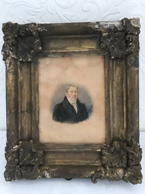 Antique Original Miniature Portrait Etching signed C. WOOLNOTH 1837 Ornate Frame