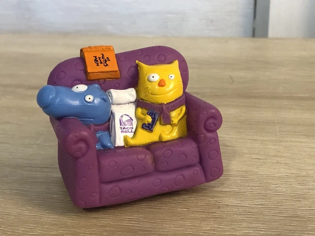 Vintage 1995 Purple Couch Taco Bell Nacho Cat Dog 2.5" Promo Toy of Mutts & Men