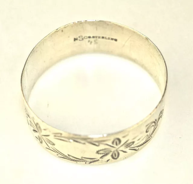 Antique Newburyport Silver Co. Sterling Napkin Ring Rosamond Mono Flowers Swirls 3