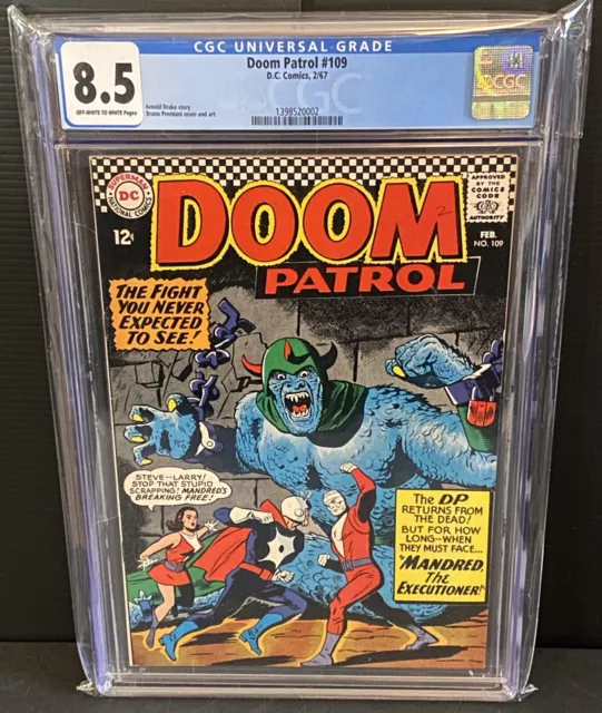 Doom Patrol #109 CGC 8.5 VF+ OFW-W PGS - Silver-Age Go-Go Checks cover !!!