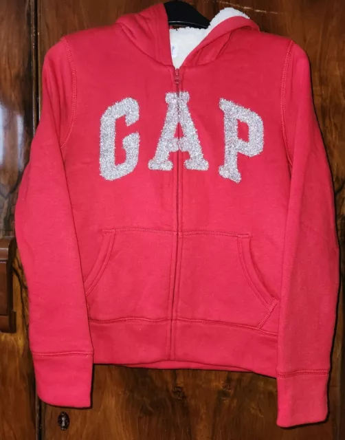 Gap Girls Fleece Lined Full Zip Hoodie Red Size XXL (approx Age 13) BRAND NEW