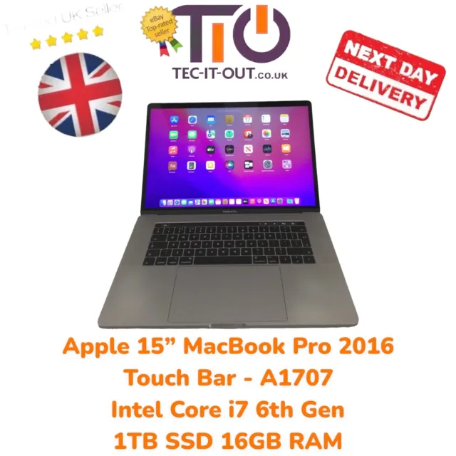 Apple 15" MacBook Pro 2016 Touch Bar Intel i7 6th Gen 1TB SSD 16GB RAM - A1707