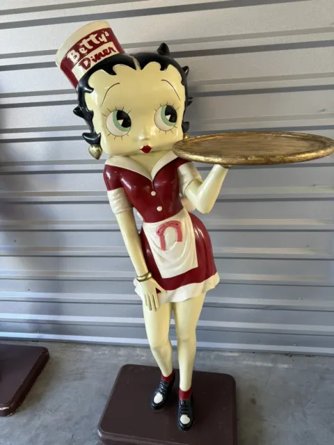 Rare Betty Boop Full Size Statue 5.5 Feet! Waitress With Serving Plate Will Ship