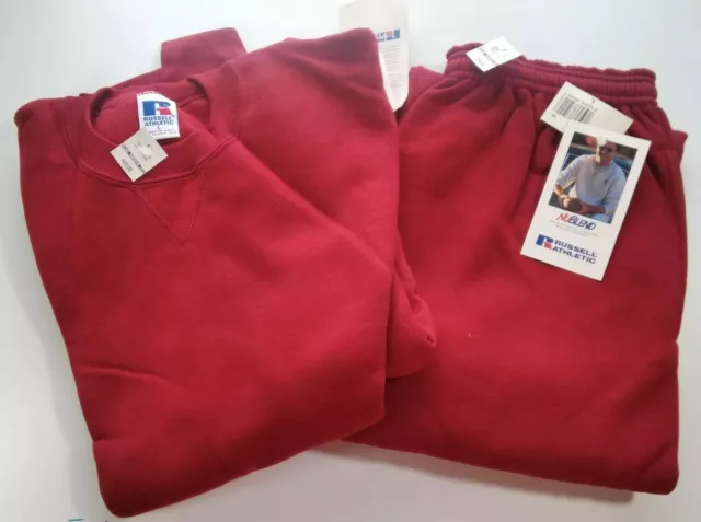 Russell Athletic Sweat Suit Vtg 90s Nublend NWT NOS Large Red Deadstock USA!