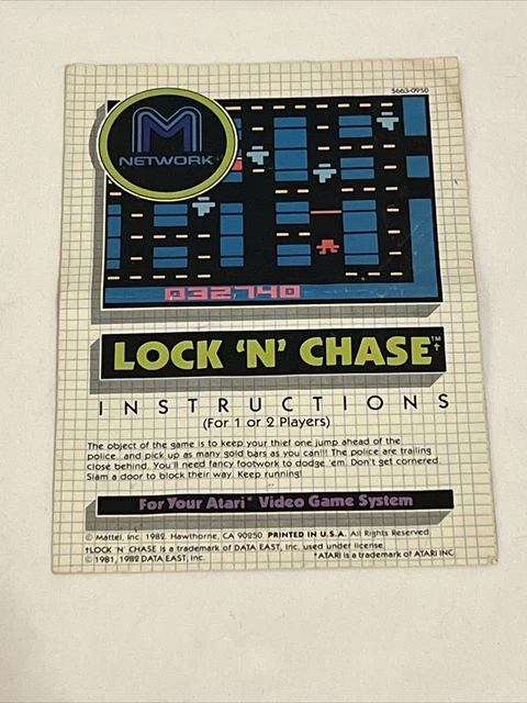 Lock ‘N’ Chase Atari 2600 Authentic Game Manual Only Rare Instructions