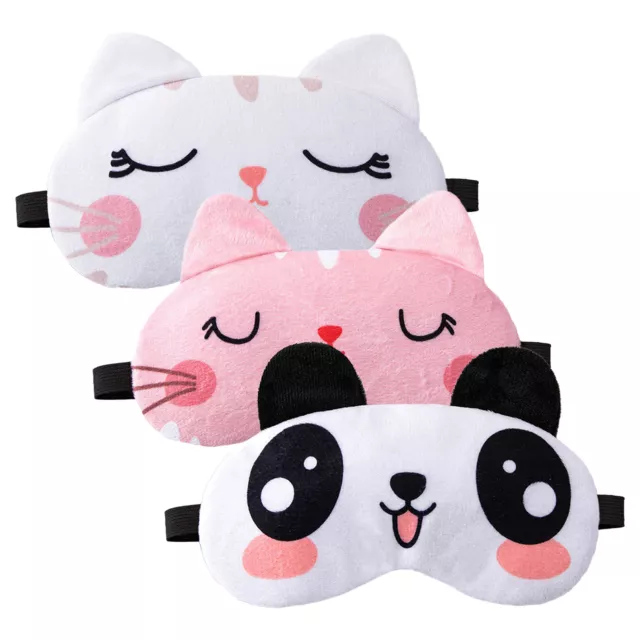 3pcs Nap Adjustable Strap Travel For Sleeping Soft Eye Cover Cartoon Design Cute