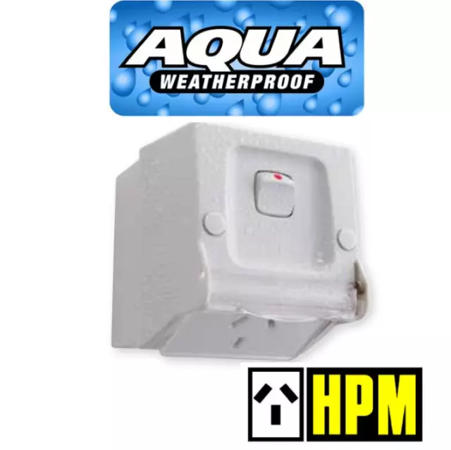 HPM AQUA Weatherproof IP54 Single Switched Powerpoint GPO Outlet Socket 10A