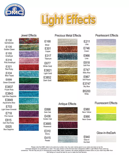 DMC Light Effects Embroidery Thread - various colours