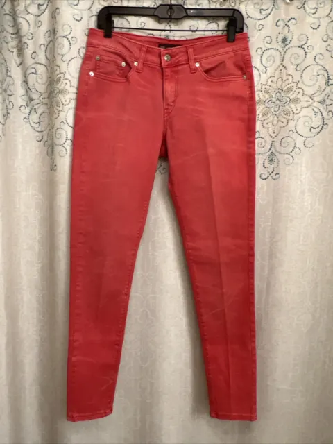 Levis Women's Red Skinny Leggings Mid Rise Stretch Denim Jeans Size 10 (30"x30")