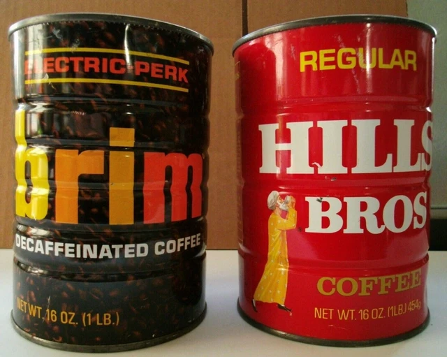 COFFEE CAN LOT of 2Hills Bro. Reg Tin Plus Brim Decaf Tin CanEmpty16
