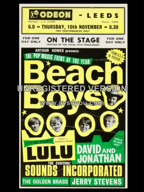 The Beach Boys / Lulu Leeds Odeon 16" x 12" Photo Repro Concert Poster