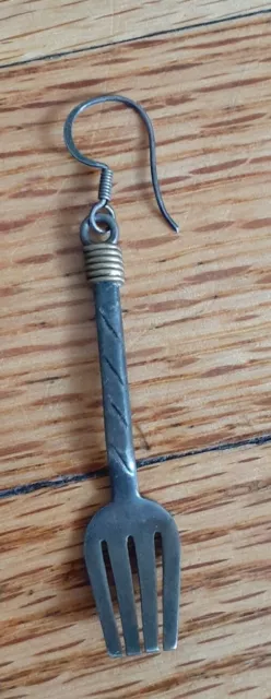 Vintage Taxco Mexico Sterling Silver Fork Earring 925 (one piece)