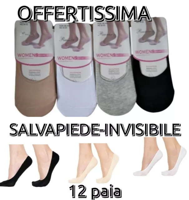 12 paia calze fantasmini Salvapiede Uomo Donna 35-41 Invisibile cotone calzini