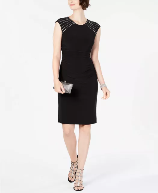 Jessica Howard Women's Embellished Sheath Dress Black Size 16