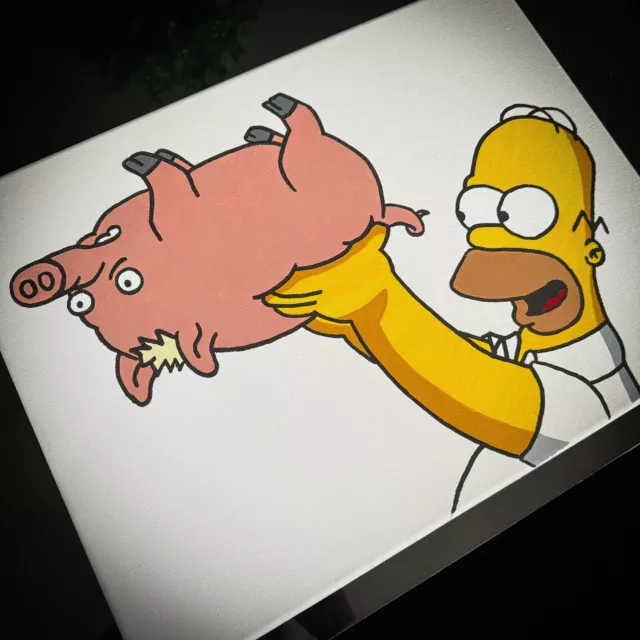 12x16 Homer Simpson And Spider Pig Canvas Painting