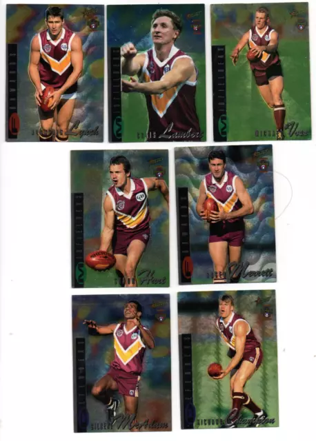 1996 AFL CENTENARY METAL CLASSICS SILVER FOIL SERIES - 7 x BRISBANE BEARS SET