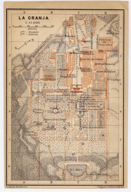 1913 Mapa Antiguo Original Del Palacio Real De La Granja De San Ildefonso/España