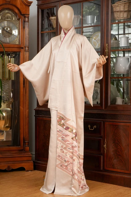 Dear Vanilla Japanese Silk Tomesode Kimono Women's Authentic Japan Made Vintage