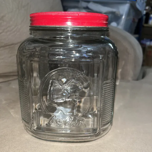 coca cola collectibles glass cookie jar vintage