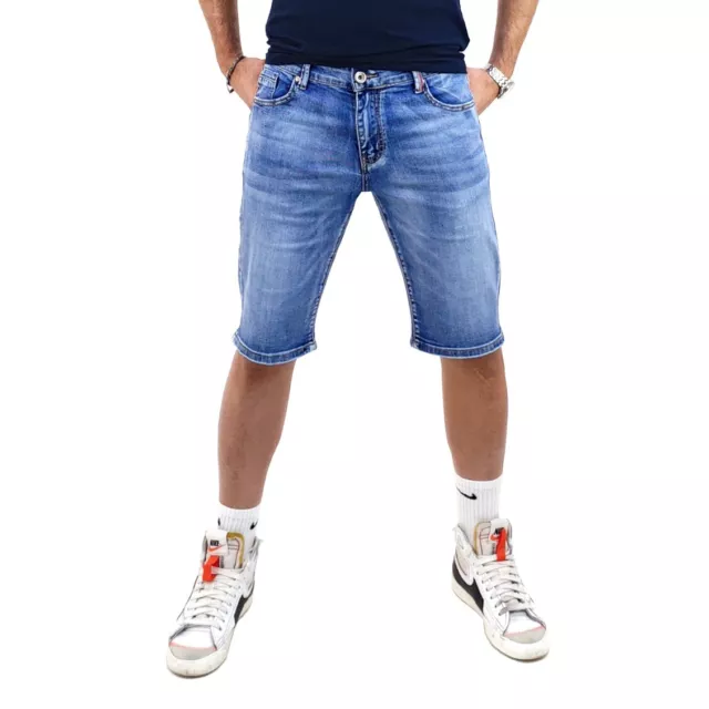 Bermuda Jeans uomo pantalone Corto denim blu rdv