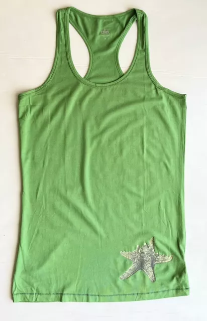 Surfrider Womens Green Cotton Knobby Starfish Racer back Tank Top Size XL