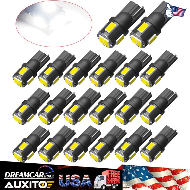 AUXITO 20PCS 192 194 168 W5W T10 Xenon White Dome Map 5630-SMD 2 LED Light Bulbs