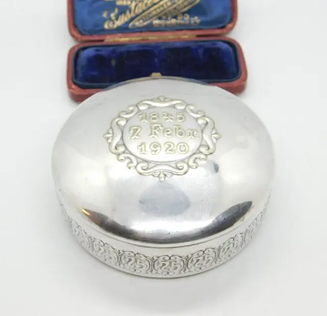 Danish Silver Plated 75th Anniversary or Birthday Snuff Box Antique 1920 Dansk