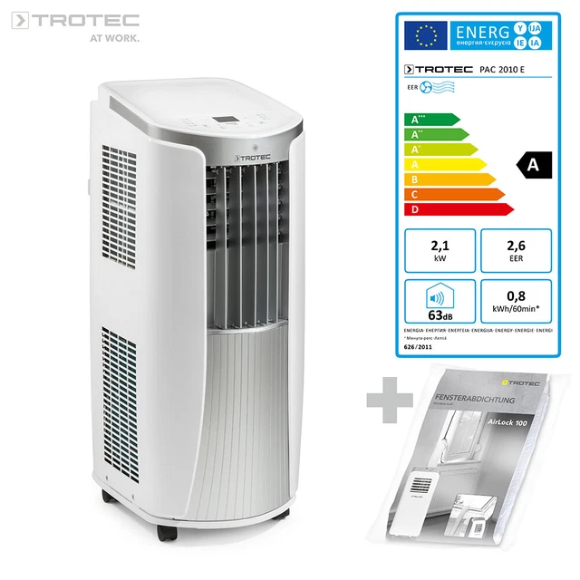 TROTEC Climatiseur monobloc mobile PAC 2010 E de 2,1 kW | 7.200 Btu