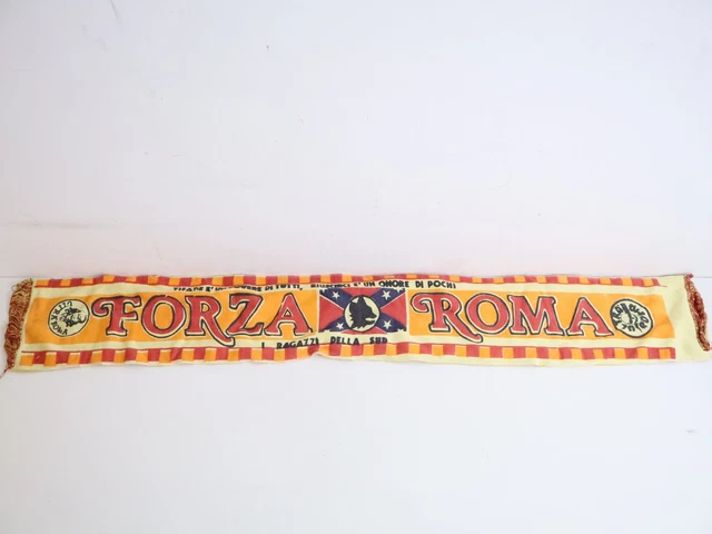 Coppia Sciarpe ultras Roma, anni 80 in raso Falcao. No adesivi. Rarità
