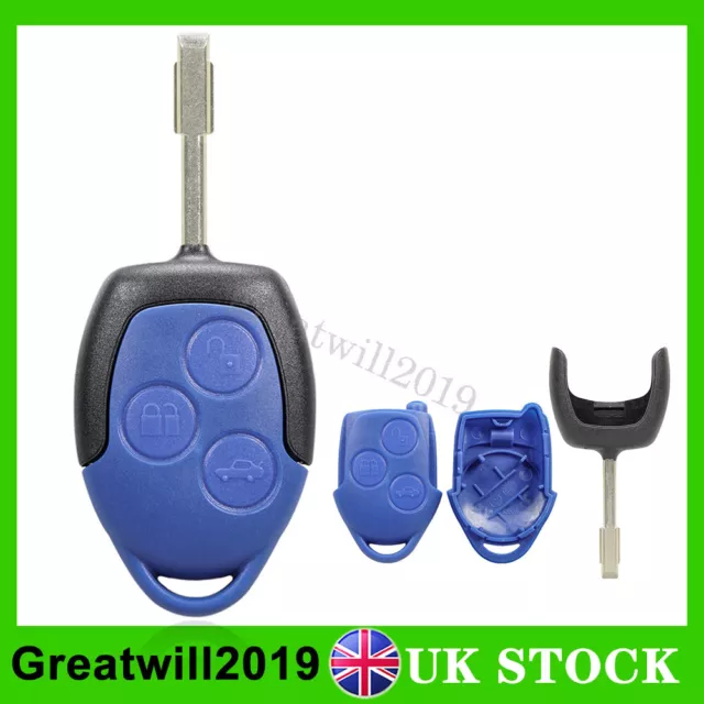 For Ford Transit MK7 2006 - 2014 Blue 3 Button Remote Key Fob Case Blank Blade