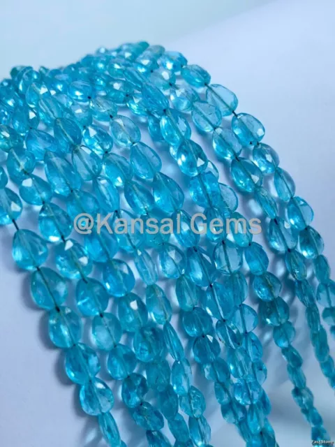 Natural Sky Apatite Faceted Pears Straight Drill Beads,Sky Apatite Briolette 20" 2