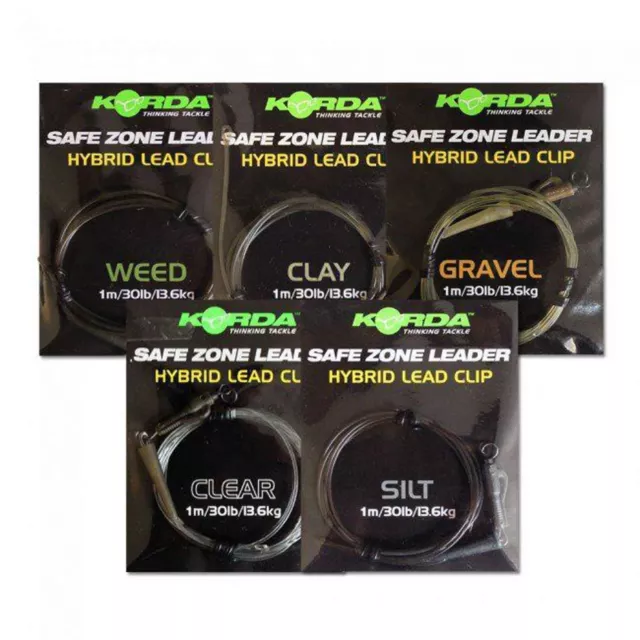 Korda Safe Zone Dark Matter 1m Leader Hybrid Lead Clip 30lb Test - All Colours