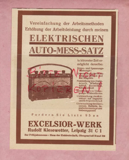 LEIPZIG, Werbung 1932, Excelsior-Werk R Kiesewetter, Elektrischen Auto-Mess-Satz