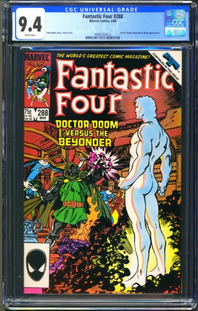 Fantastic Four #288 - Cgc 9.4 - Wp - Nm - Doctor Doom Beyonder - Secret Wars Ii