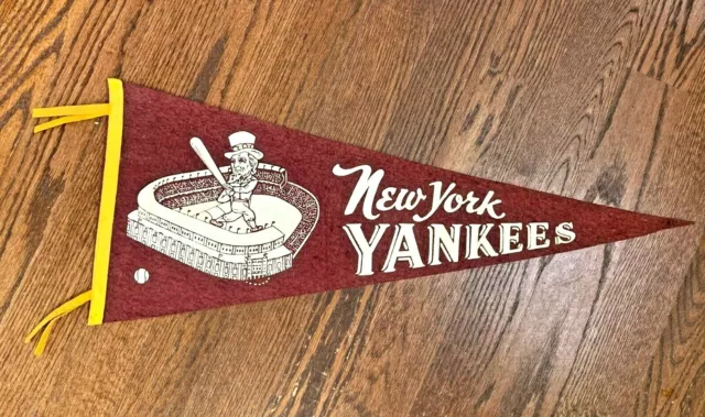 Vintage 594ms New York Yankees Bordeaux Feutre Stadium Banderole - 4 Liens &