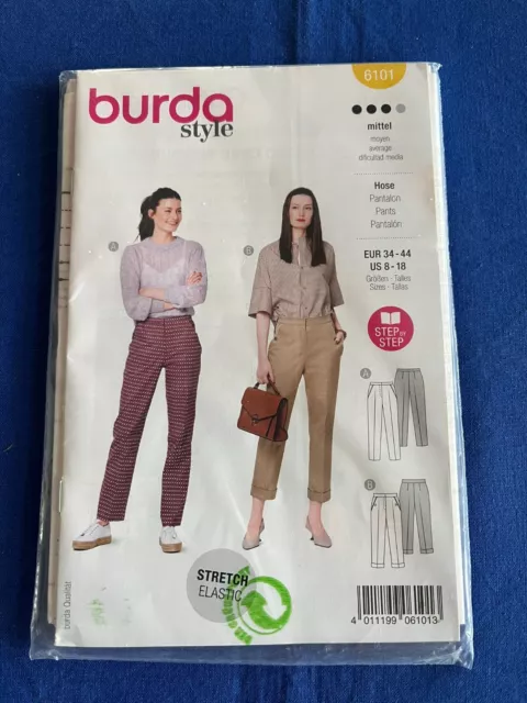 Burda Style Schnittmuster Hose Stretch 34-44, 6101, neu