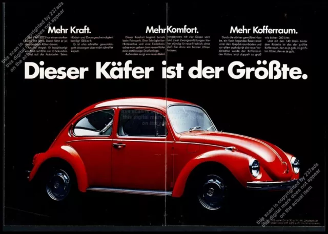 1967 Volkswagen Beetle, VW Bug, Original German Ad, Refrigerator Magnet, 42  MIL