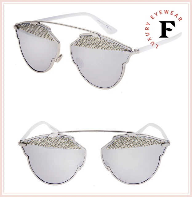 CHRISTIAN DIOR SO REAL Palladium Mirrored White Gold Stud Sunglasses DIORSOREALS