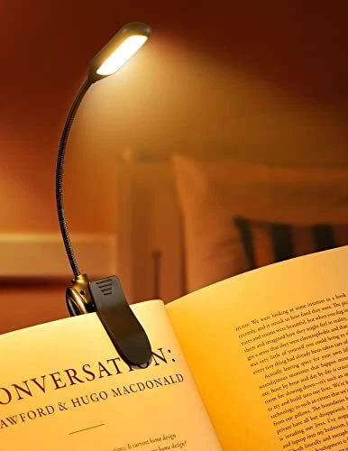 Book Light for Reading in Bed, 80 Hours Runtime Rechargeable Book Light Clip