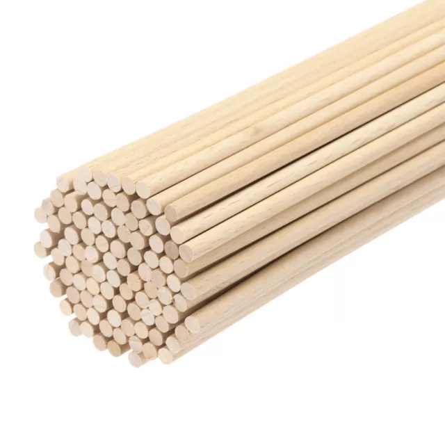 100pcs Round Wood Sticks 1.6"x8" Dowel Rod Unfinished Hardwood Stick Craft Twigs