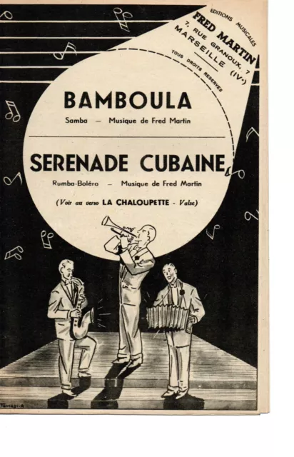 Partition accordéon orchestre - Samba, Rumba et valse de Fred MARTIN - Marseille