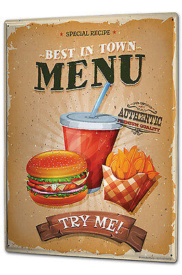 Tin Sign XXL Food Restaurant Burger menu metal plate plaque