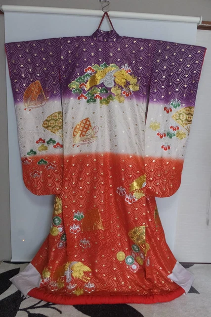 Japanese Kimono Uchikake Luxurious Wedding Embroidery Crane Purple K304