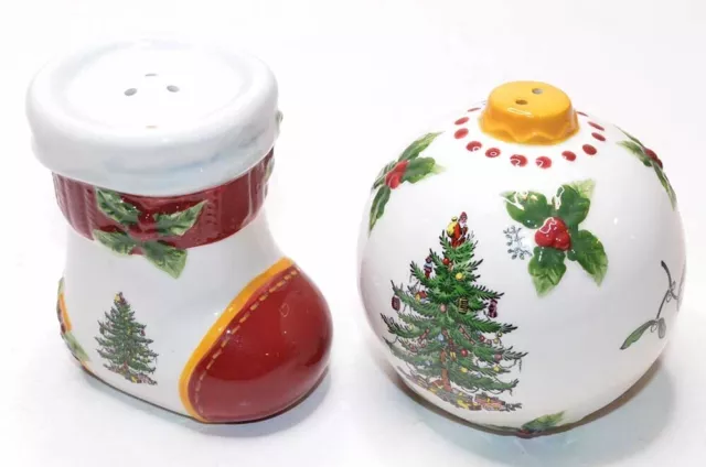NEW Spode Christmas Tree Ornament & Stocking Figural Salt and Pepper Shaker