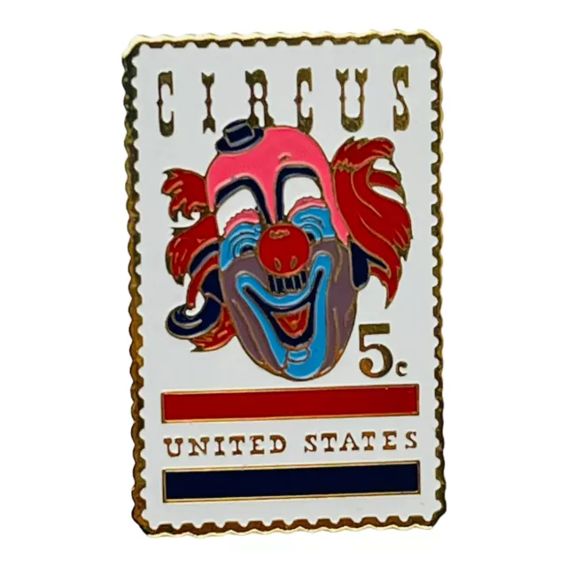 Vintage Circus Clown Postage Stamp Lapel Pin Postal Service Souvenir Gift