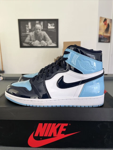 NIKE AIR JORDAN 1 RETRO HIGH OG PATENT OBSIDIAN UNC BLUE CHILL Size Woman’s 11 NIKE AIR JORDAN 1 RETRO HIGH OG PATENT OBSIDIAN UNC BLUE CHILL Size Woman’s 11