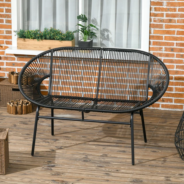 OUTSUNNY POLYRATTAN SITZBANK 2Sitzer Rattanbank Gartenbank bis 260 kg