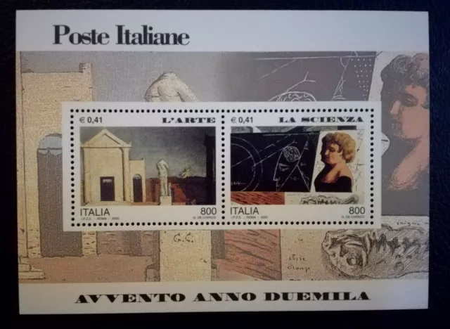 Foglietto Dittico Repubblica Italiana  Scienza & Arte 2000 L. 800/€ 0,41X2 Mnh**