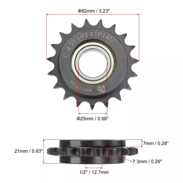 Idler Sprocket, 25mm Bore 1/2" Pitch 19 Tooth, Carbon Steel with Insert Bearing 2