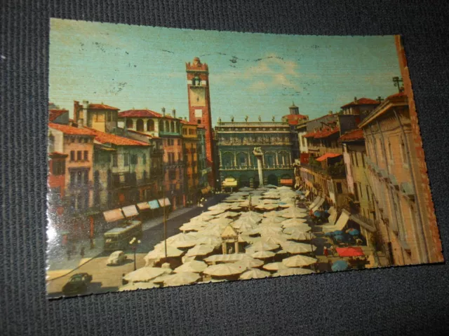 Cartolina Verona Piazza Erbe 1959 (gr123) ^